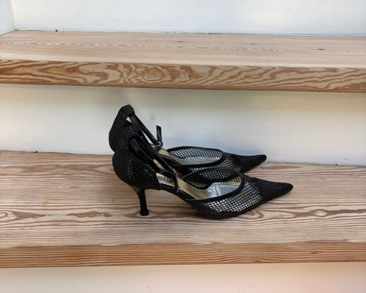 Black mesh heels
