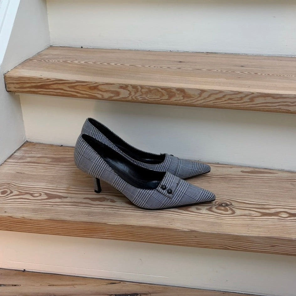 Checkered kitten heels