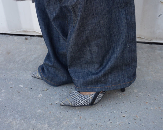 CHECKERED KITTEN HEELS
