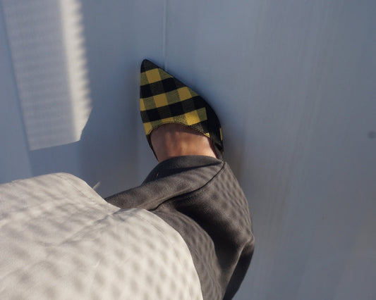 CHECKERED KITTEN HEELS