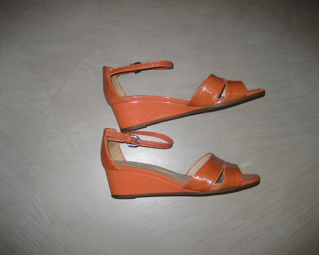Orange wedge sandals