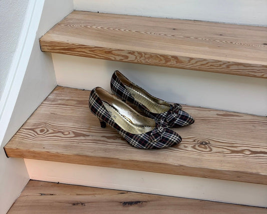 Checkered kitten heels