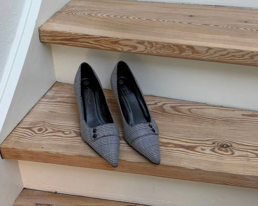 Checkered kitten heels